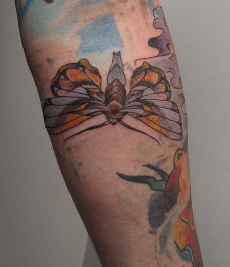 Robert Hendrickson - Stipple Colored Moth Tattoo
